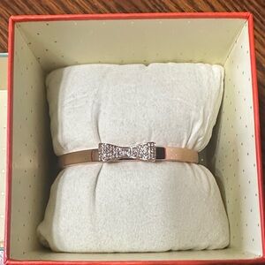 Kate Spade Rose Gold Bow Bracelet with Crystal Accents